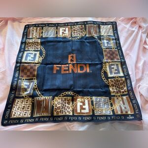FENDI Scarf - Luxury Cotton Silk Blend - Leopard & FF Monogram